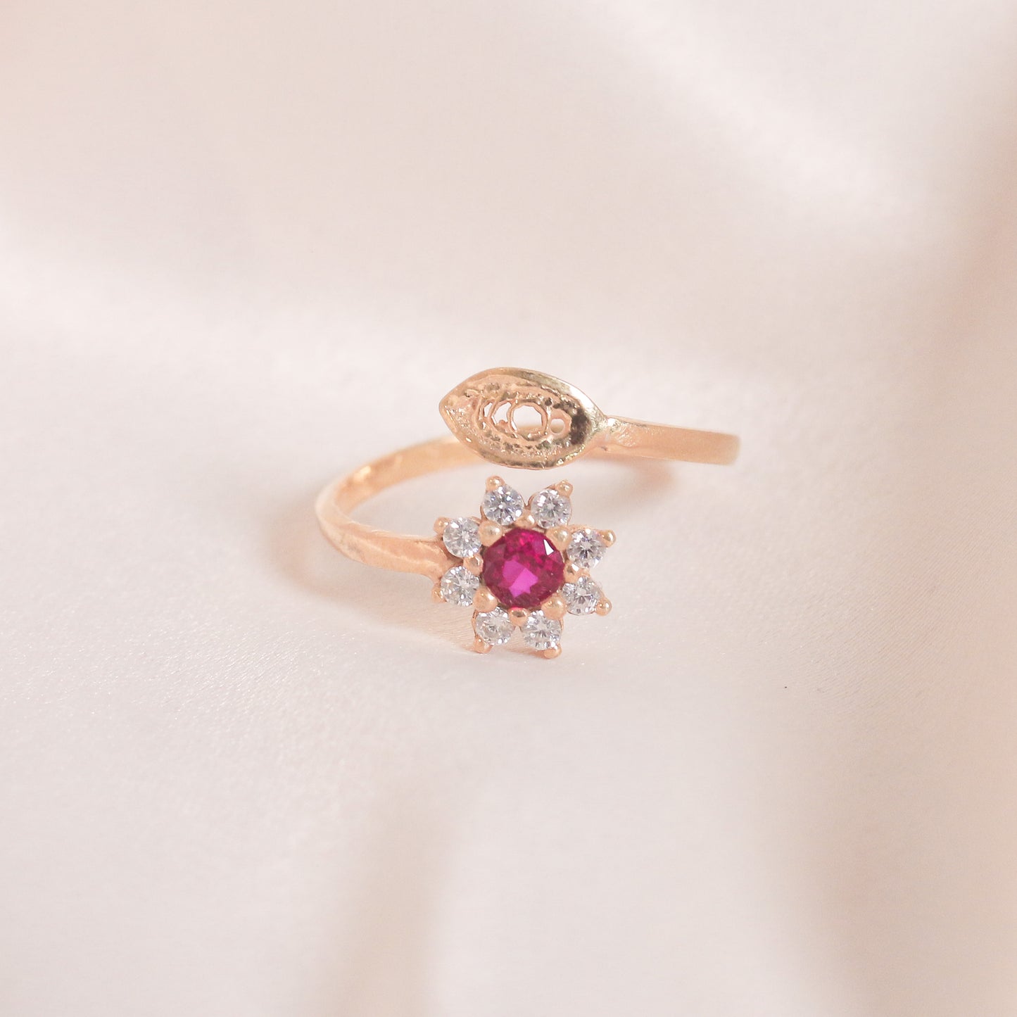 Halo Red Zircon Ring