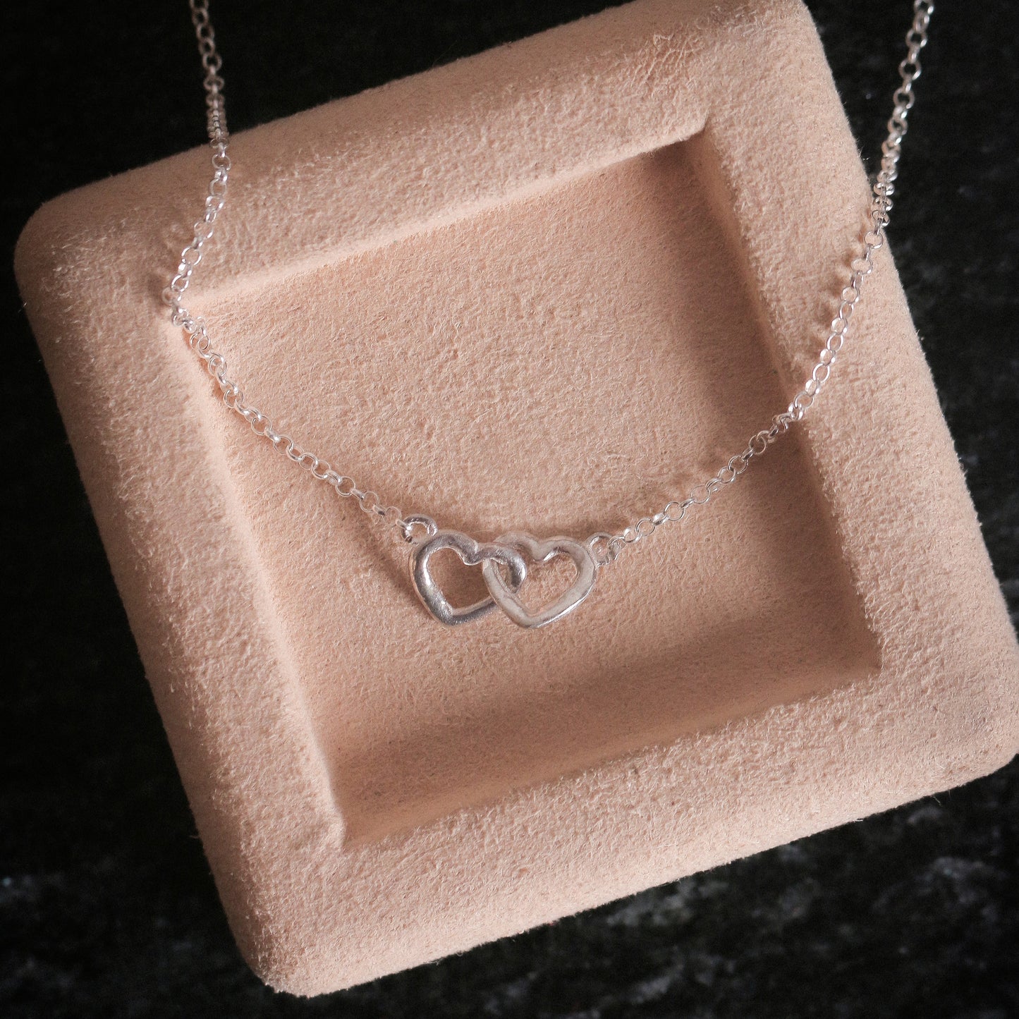 Intertwined Hearts Necklace (White)