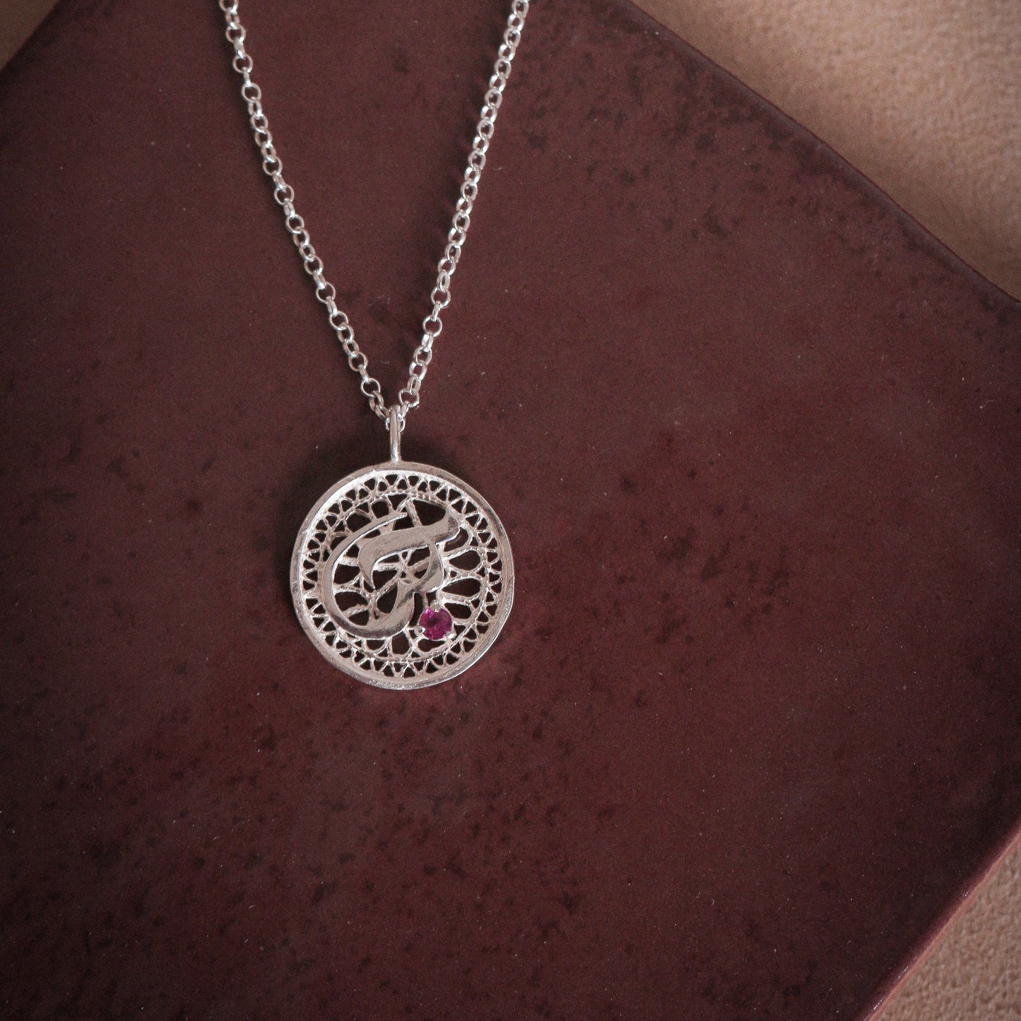 Love Filigree Pendant (Red Zzircon)