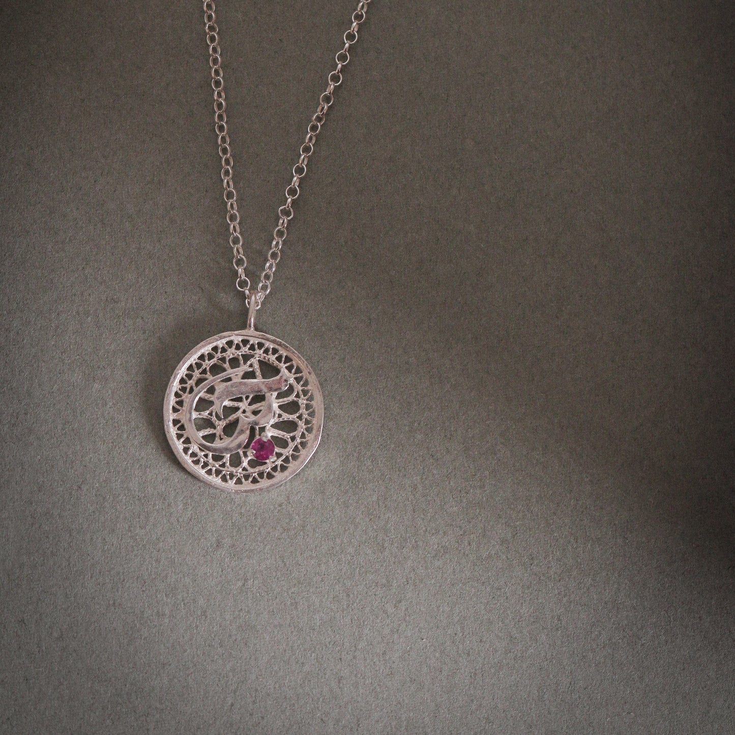 Love Filigree Pendant (Red Zzircon)