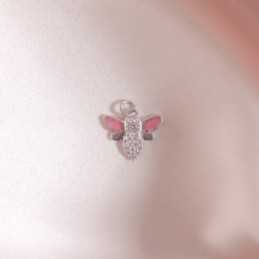 Bee With Baby Pink Enamel Pendant