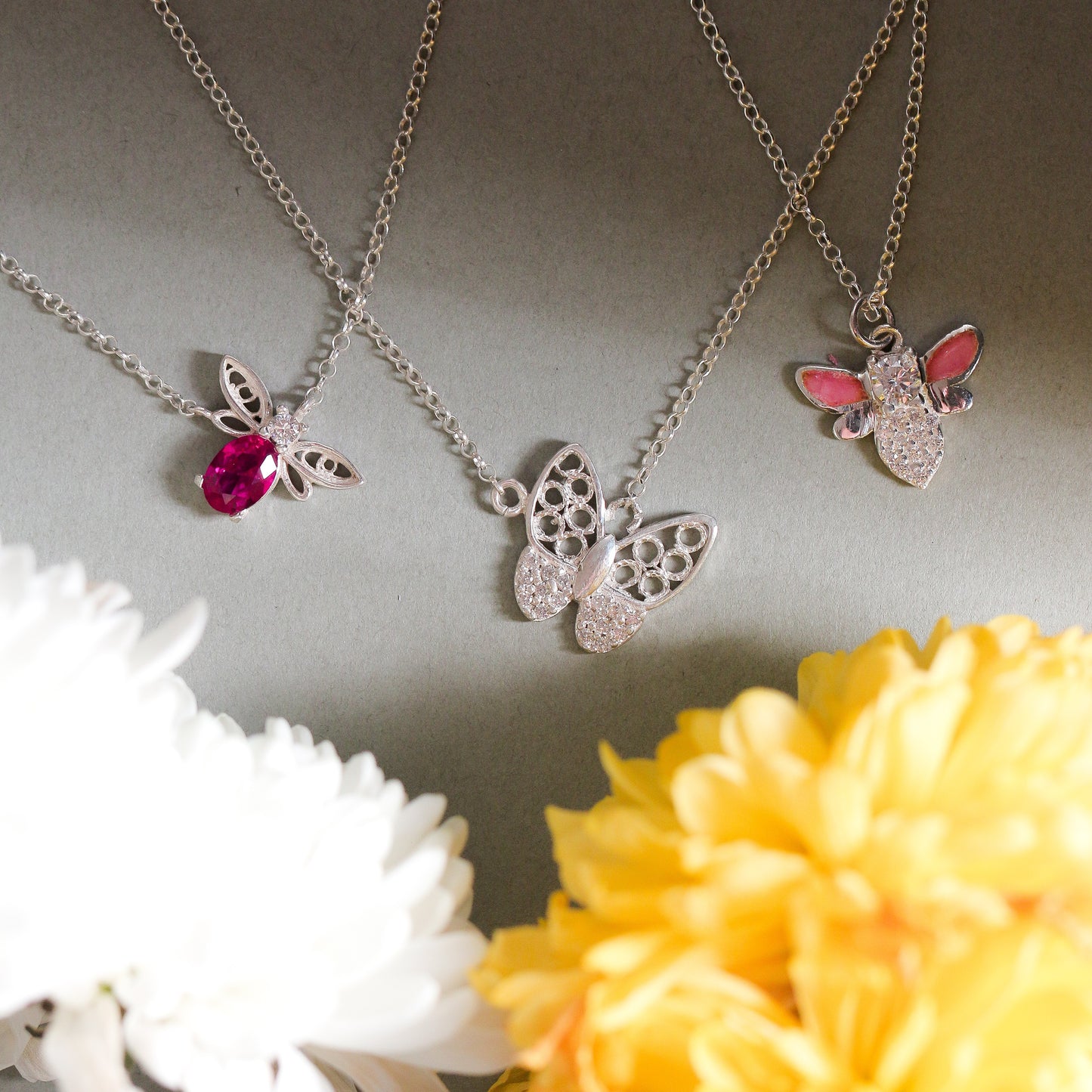 Bee With Baby Pink Enamel Pendant