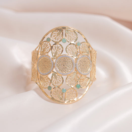 3 Liras & Emeralds Filigree Bangle (Small Swar)