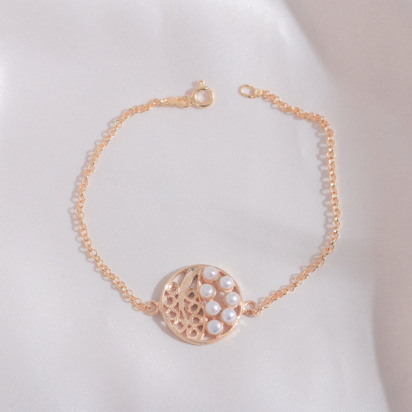 East & West Filigree Pearls Bracelet