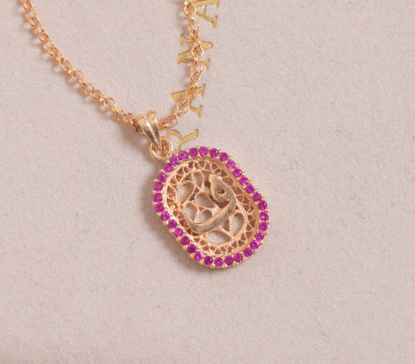 Filigree Letter Necklace with Zircon