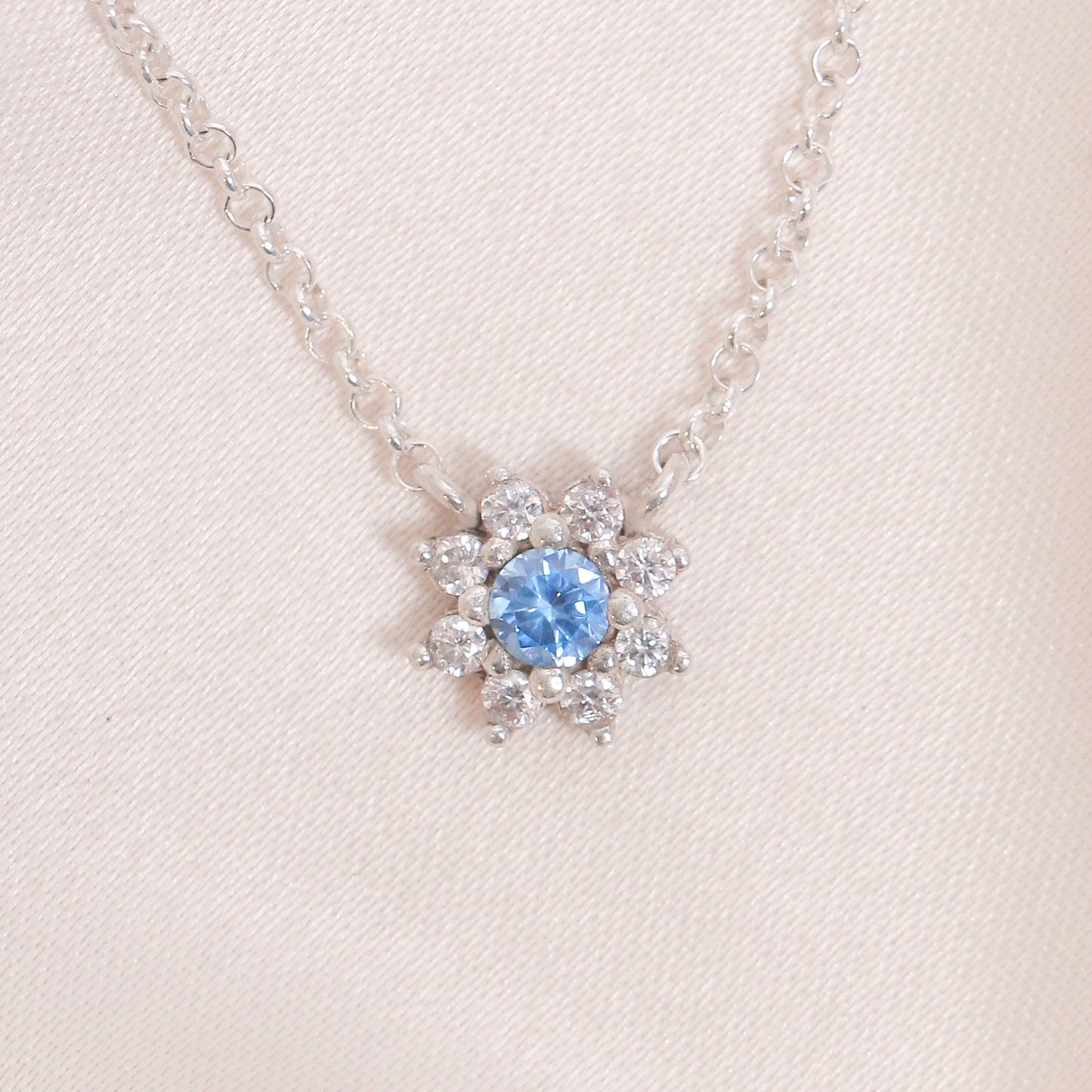 Halo Sky Blue Zircon Pendant