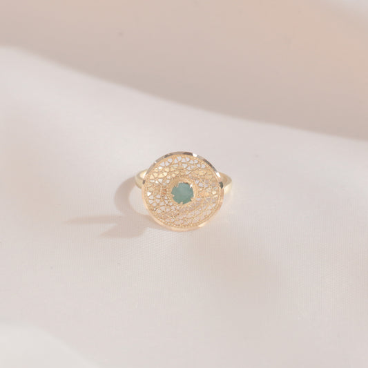 Emeralds Filigree Ring (14k Gold)
