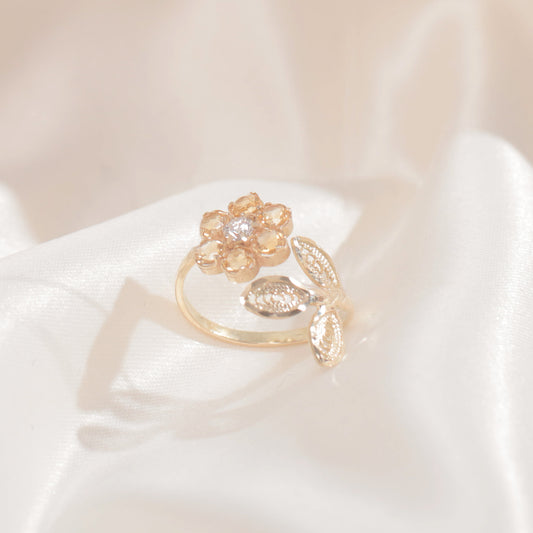 Diamond & Citrine Branches Ring(14k Gold)