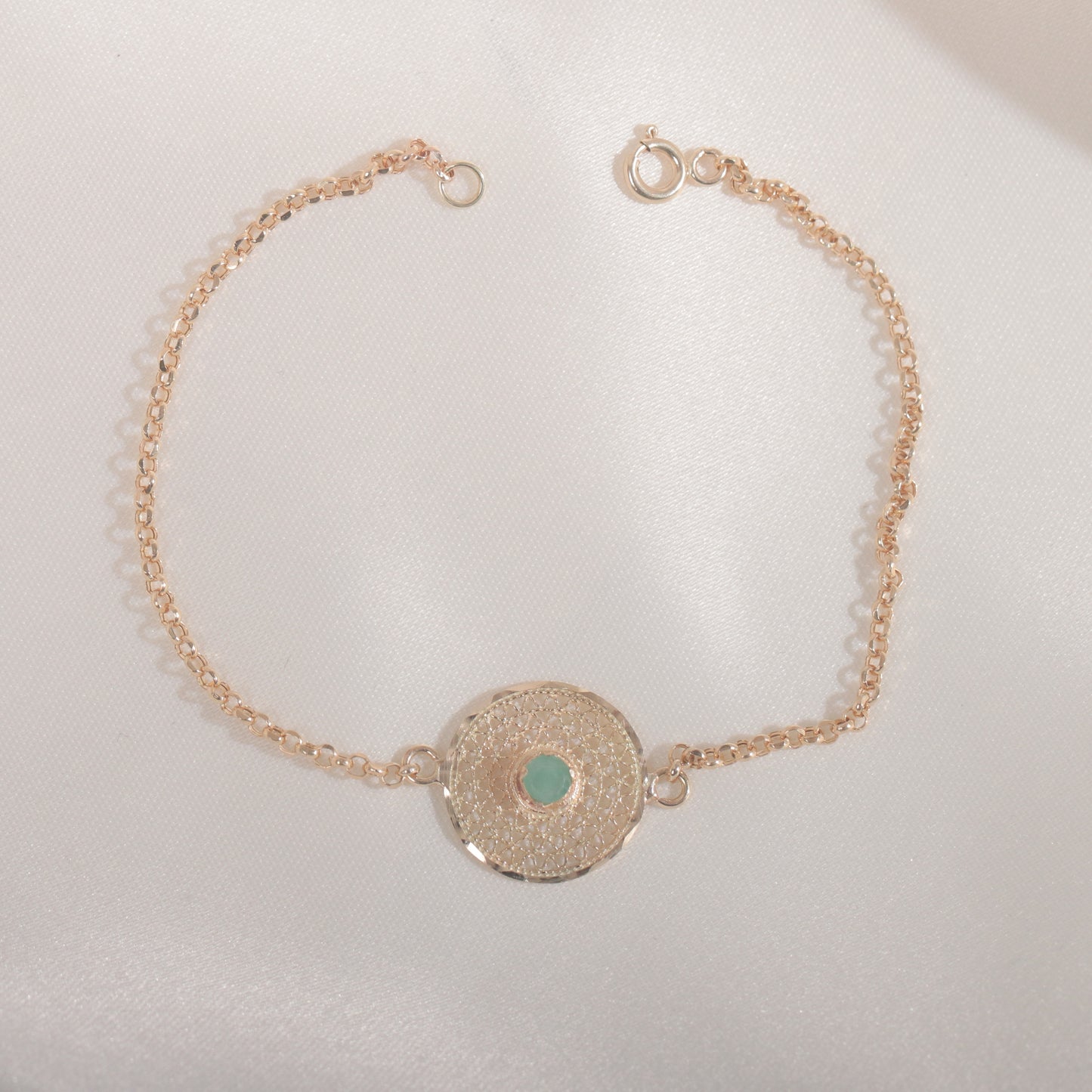 Emeralds Filigree Bracelet (14k Gold)