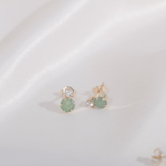 Min Emeralds Zircon Earrings (14K GOLD)