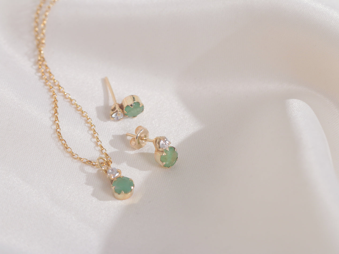 Min Emeralds Zircon Pendant (14k Gold)