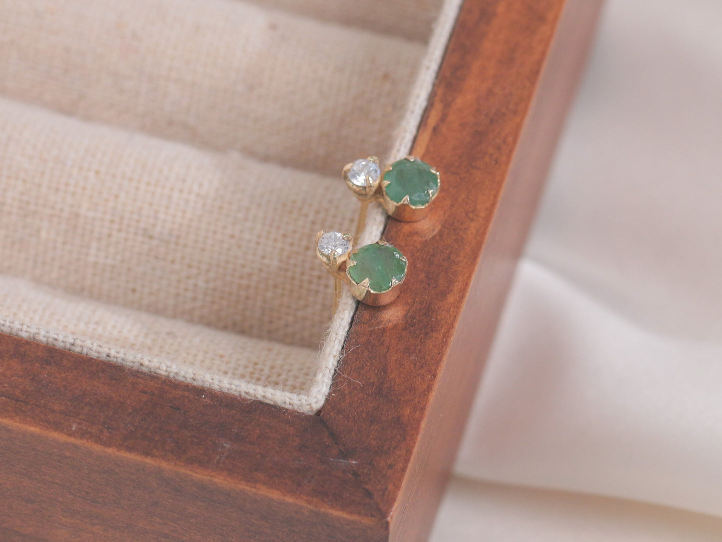 Min Emeralds Zircon Earrings (14K GOLD)