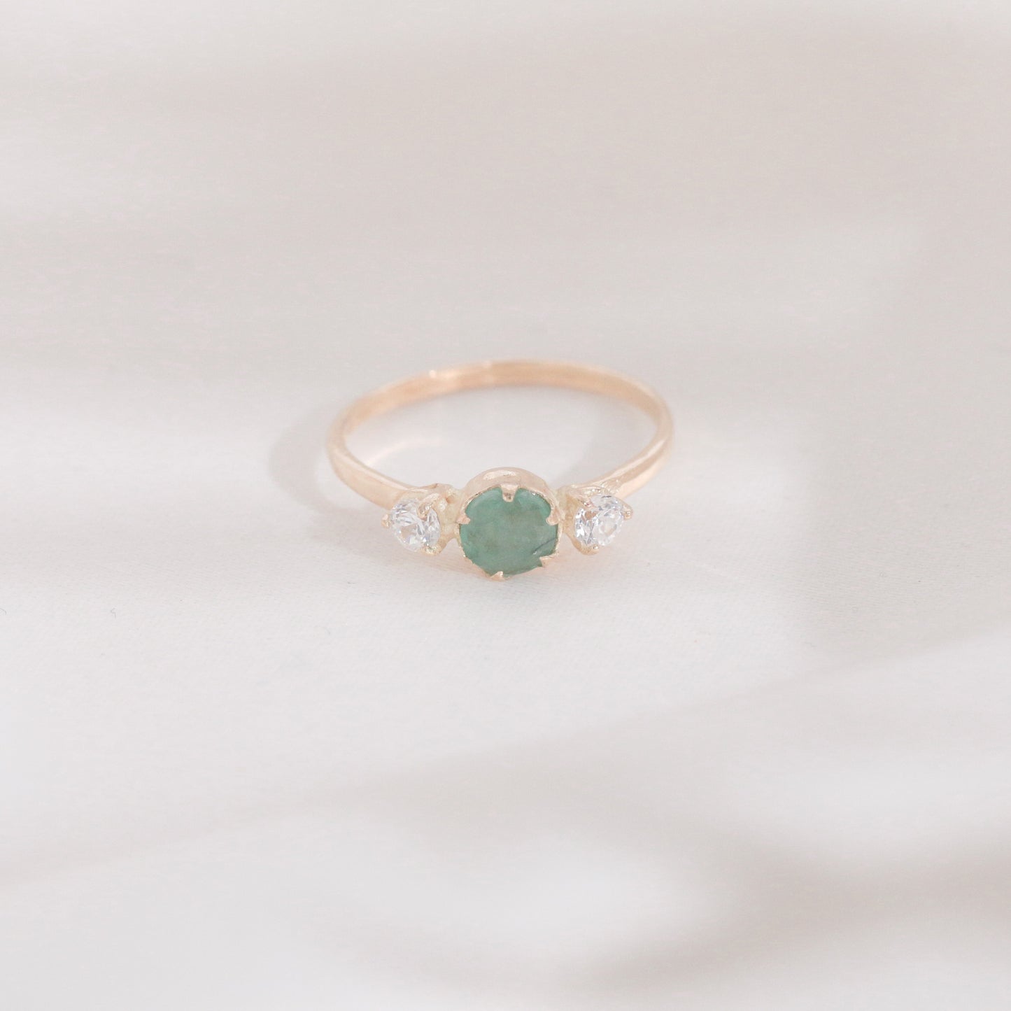 Min Emeralds Zircon Ring (14k Gold)