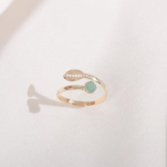 Min Emeralds 1 Branch Ring (14K)